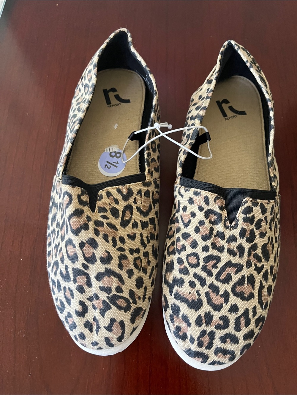 Report Leopard Print Slip-On Sneakers Espadrille - Tan/Brown/Black size 81/2 New